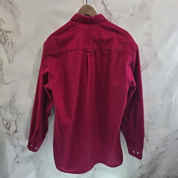 Eddie Bauer Shirt Mens Large Red Flannel Chamois Vintage Pheasant Embroidery - Picture 7 of 12